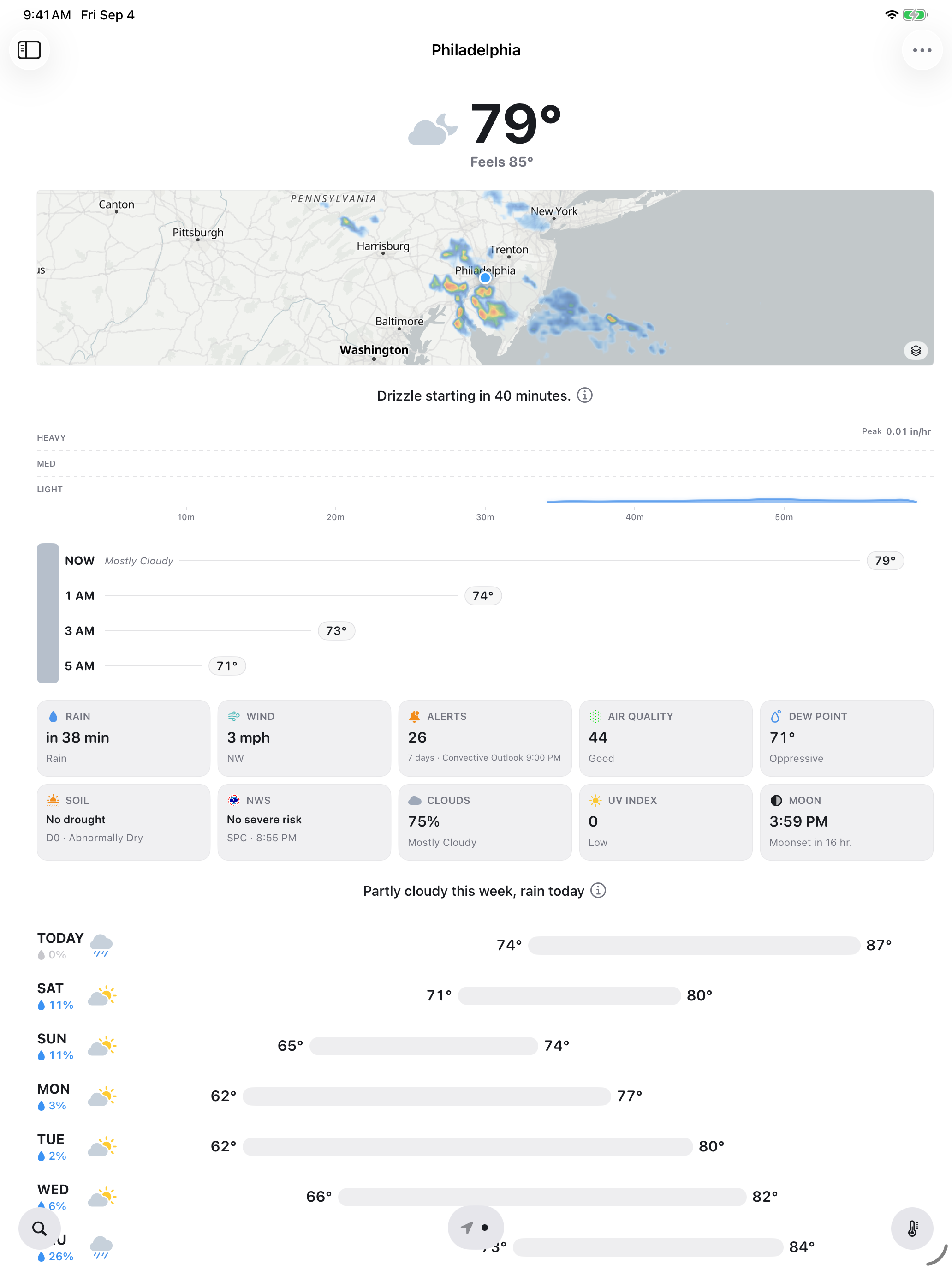 GraySky forecast on iPad