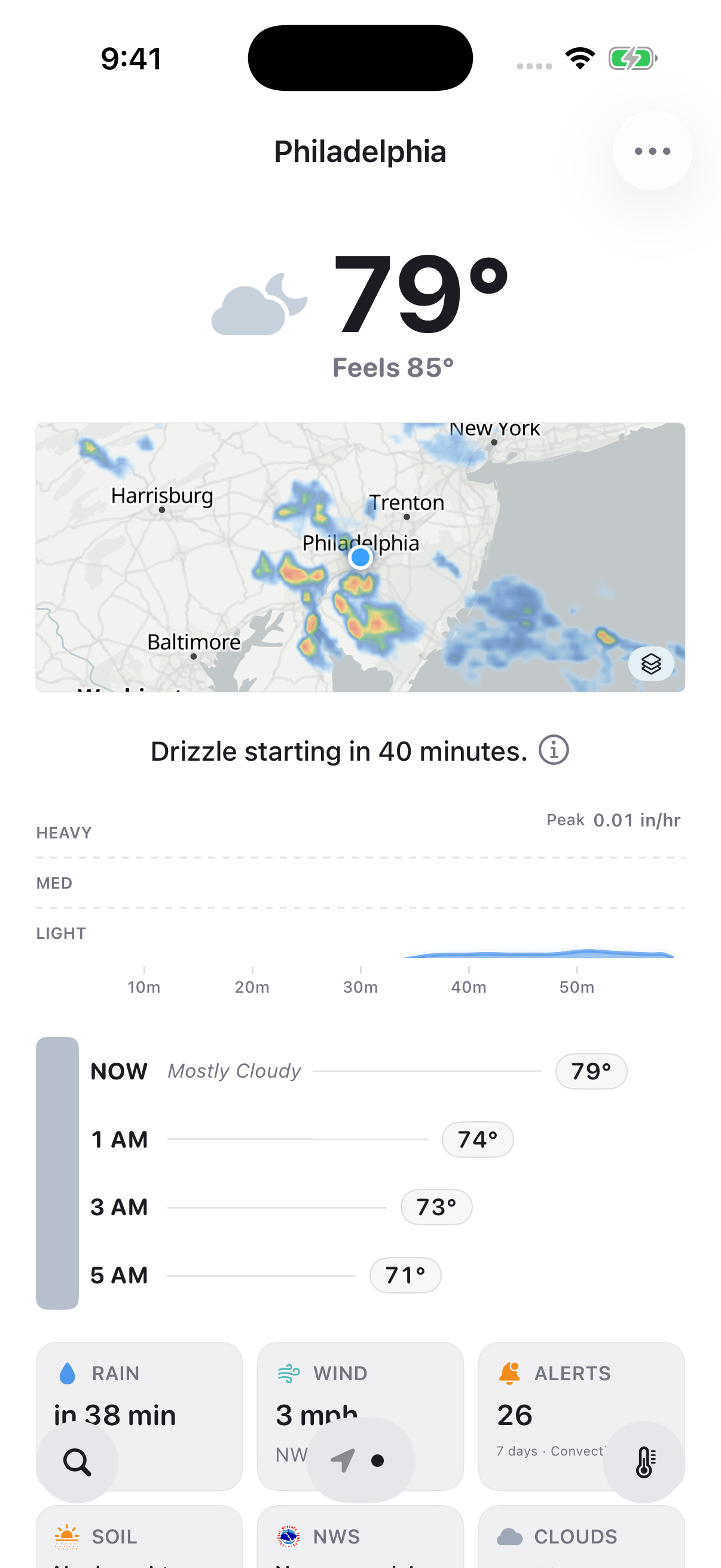 GraySky forecast on iPhone in light appearance