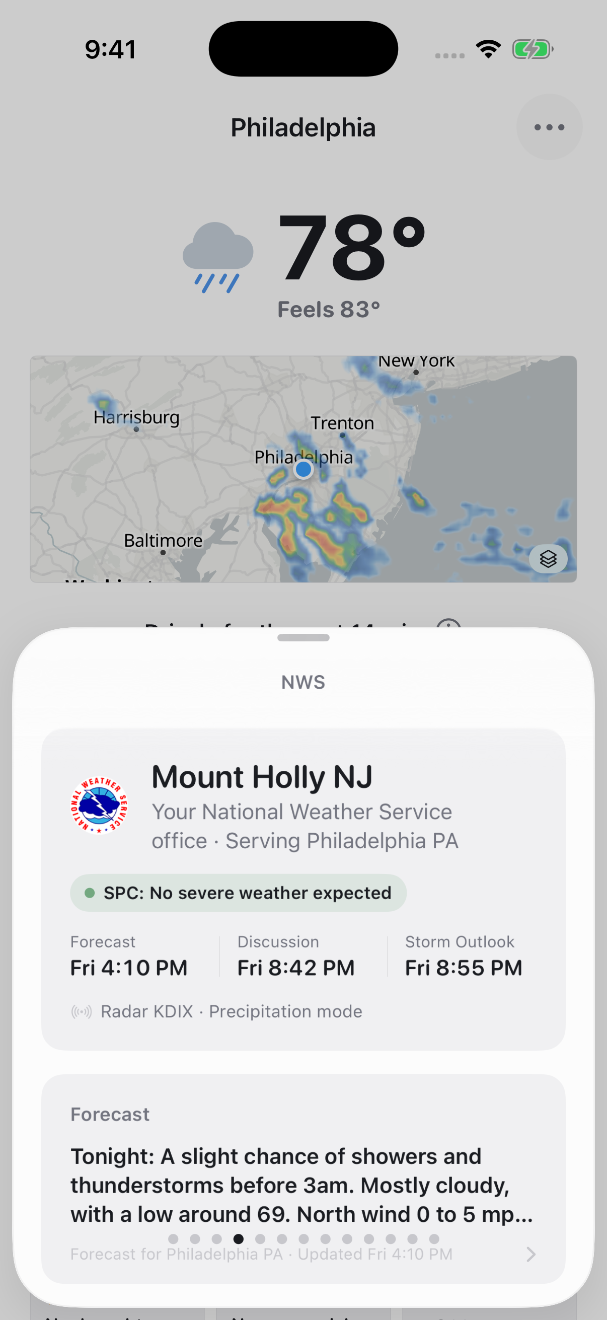 GraySky National Weather Service briefing on iPhone