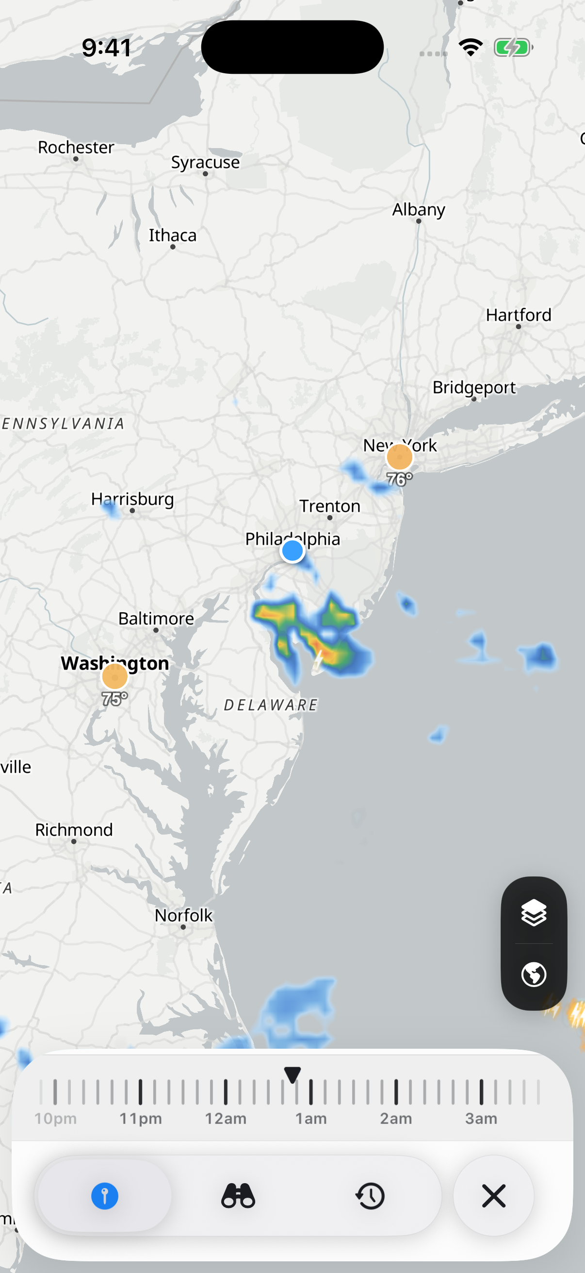 GraySky radar map on iPhone