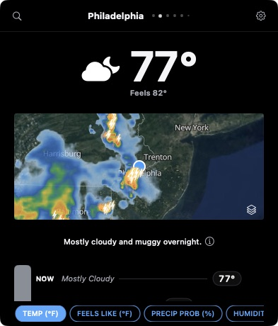 GraySky forecast in the Mac app