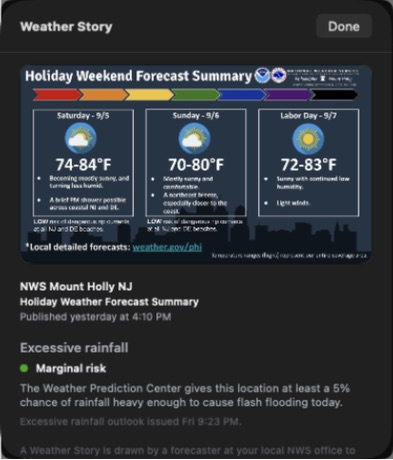 GraySky Weather Story detail on Mac in dark mode